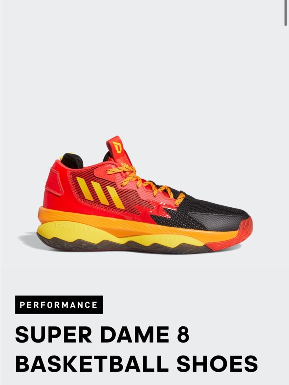 adidas Super Dame 8 Basketball Shoes - Red/Yellow/Black